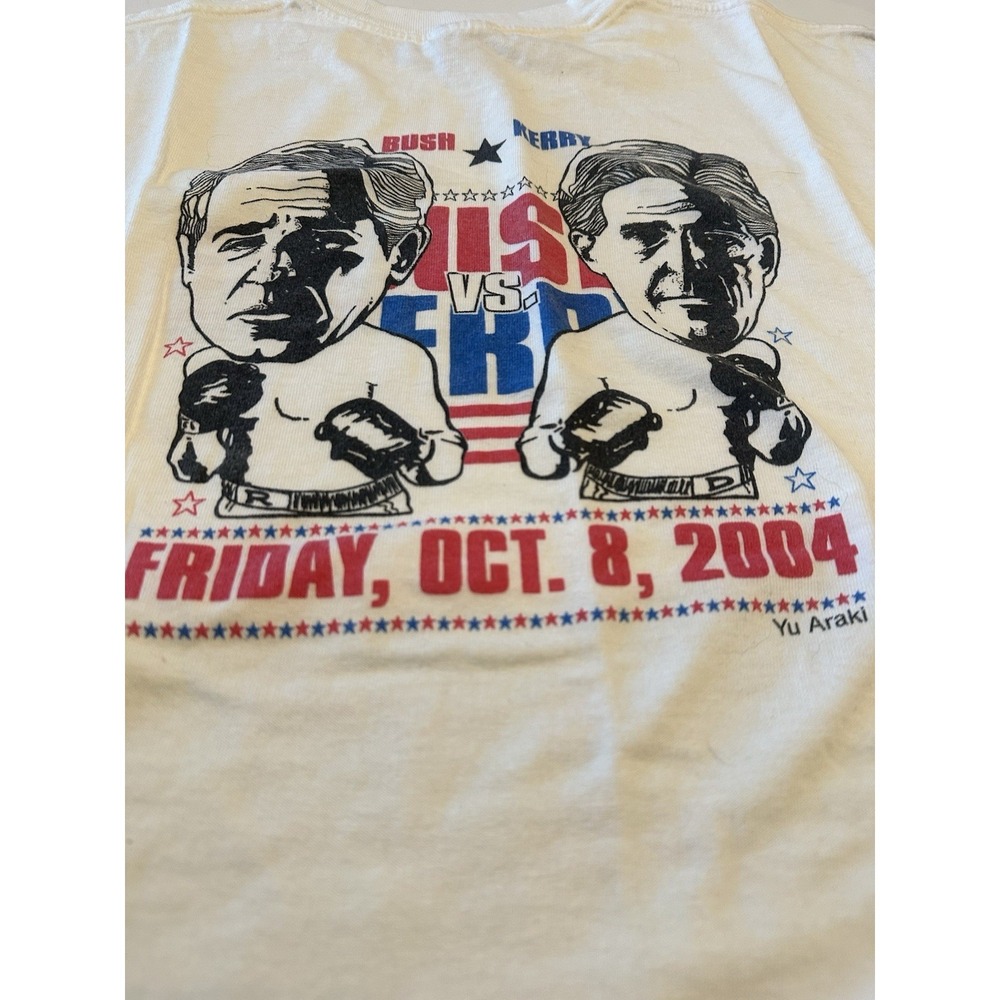 Vintage Bush VS Kerry Boxing 2004 T-Shirt White Size L RARE Political - Picture 3 of 8